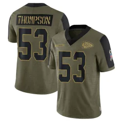 Men's BJ Thompson Kansas City Chiefs No.53 Limited 2021 Salute To Service Jersey - Olive