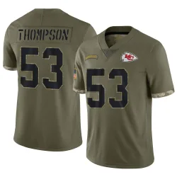 Men's BJ Thompson Kansas City Chiefs No.53 Limited 2022 Salute To Service Jersey - Olive