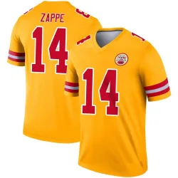 Men's Bailey Zappe Kansas City Chiefs No.14 Legend Inverted Jersey - Gold