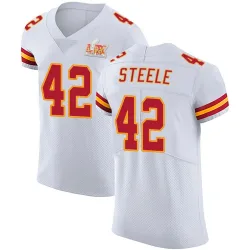 Men's Carson Steele Kansas City Chiefs No.42 Elite Vapor Untouchable Super Bowl LIX Jersey - White