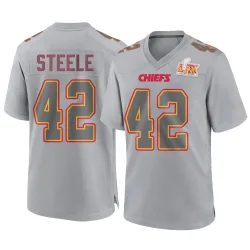 Men's Carson Steele Kansas City Chiefs No.42 Game Atmosphere Fashion Super Bowl LIX Jersey - Gray