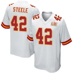 Men's Carson Steele Kansas City Chiefs No.42 Game Super Bowl LIX Jersey - White