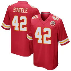 Men's Carson Steele Kansas City Chiefs No.42 Game Team Color Jersey - Red