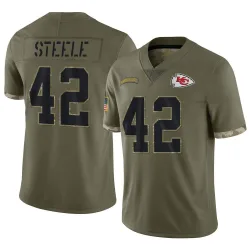 Men's Carson Steele Kansas City Chiefs No.42 Limited 2022 Salute To Service Jersey - Olive