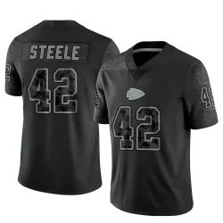 Men's Carson Steele Kansas City Chiefs No.42 Limited Reflective Jersey - Black