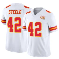 Men's Carson Steele Kansas City Chiefs No.42 Limited Vapor F.U.S.E. Super Bowl LIX Jersey - White