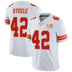 Men's Carson Steele Kansas City Chiefs No.42 Limited Vapor Untouchable Super Bowl LIX Jersey - White