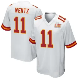 Men's Carson Wentz Kansas City Chiefs No.11 Game Super Bowl LIX Jersey - White