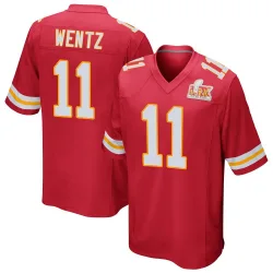 Men's Carson Wentz Kansas City Chiefs No.11 Game Team Color Super Bowl LIX Jersey - Red