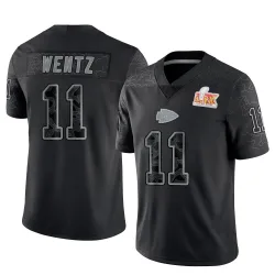 Men's Carson Wentz Kansas City Chiefs No.11 Limited Reflective Super Bowl LIX Jersey - Black