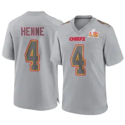Men's Chad Henne Kansas City Chiefs No.4 Game Atmosphere Fashion Super Bowl LIX Jersey - Gray
