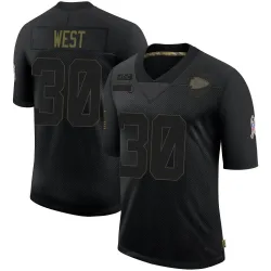 Men's Charcandrick West Kansas City Chiefs No.30 Limited 2020 Salute To Service Jersey - Black