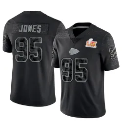 Men's Chris Jones Kansas City Chiefs No.95 Limited Reflective Super Bowl LIX Jersey - Black