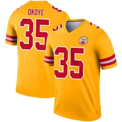 Men's Christian Okoye Kansas City Chiefs No.35 Legend Inverted Jersey - Gold