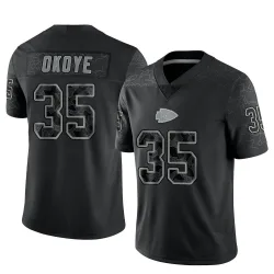 Men's Christian Okoye Kansas City Chiefs No.35 Limited Reflective Jersey - Black
