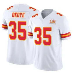 Men's Christian Okoye Kansas City Chiefs No.35 Limited Vapor F.U.S.E. Super Bowl LIX Jersey - White