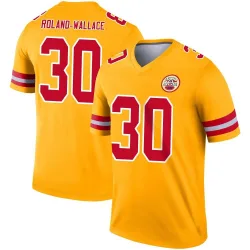 Men's Christian Roland-Wallace Kansas City Chiefs No.30 Legend Inverted Jersey - Gold