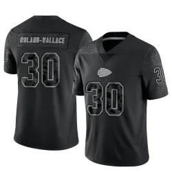 Men's Christian Roland-Wallace Kansas City Chiefs No.30 Limited Reflective Jersey - Black