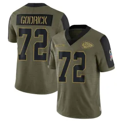 Men's Chukwuebuka Godrick Kansas City Chiefs No.72 Limited 2021 Salute To Service Jersey - Olive