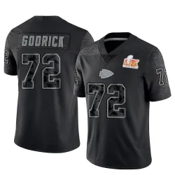 Men's Chukwuebuka Godrick Kansas City Chiefs No.72 Limited Reflective Super Bowl LIX Jersey - Black