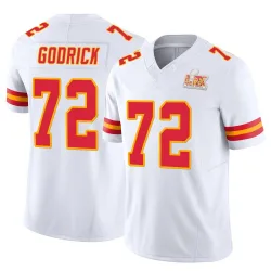 Men's Chukwuebuka Godrick Kansas City Chiefs No.72 Limited Vapor F.U.S.E. Super Bowl LIX Jersey - White