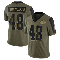 Men's Cole Christiansen Kansas City Chiefs No.48 Limited 2021 Salute To Service Jersey - Olive
