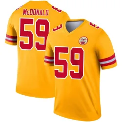 Men's Cooper McDonald Kansas City Chiefs No.59 Legend Inverted Jersey - Gold