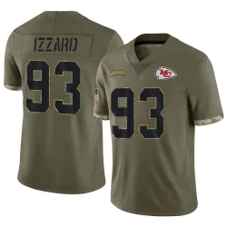 Men's Coziah Izzard Kansas City Chiefs No.93 Limited 2022 Salute To Service Jersey - Olive