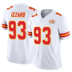 Men's Coziah Izzard Kansas City Chiefs No.93 Limited Vapor F.U.S.E. Super Bowl LIX Jersey - White