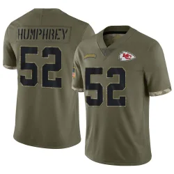 Men's Creed Humphrey Kansas City Chiefs No.52 Limited 2022 Salute To Service Jersey - Olive