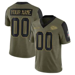 Men's Custom Kansas City Chiefs No.00 Limited 2021 Salute To Service Jersey - Olive