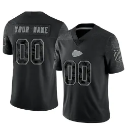 Men's Custom Kansas City Chiefs No.00 Limited Reflective Jersey - Black