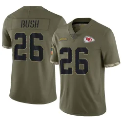 Men's Deon Bush Kansas City Chiefs No.26 Limited 2022 Salute To Service Jersey - Olive