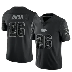 Men's Deon Bush Kansas City Chiefs No.26 Limited Reflective Jersey - Black