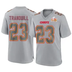 Men's Drue Tranquill Kansas City Chiefs No.23 Game Atmosphere Fashion Super Bowl LIX Jersey - Gray