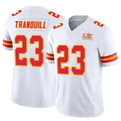 Men's Drue Tranquill Kansas City Chiefs No.23 Limited Vapor F.U.S.E. Super Bowl LIX Jersey - White
