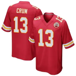 Men's Dustin Crum Kansas City Chiefs No.13 Game Team Color Jersey - Red