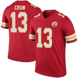 Men's Dustin Crum Kansas City Chiefs No.13 Legend Color Rush Jersey - Red
