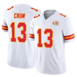 Men's Dustin Crum Kansas City Chiefs No.13 Limited Vapor F.U.S.E. Super Bowl LIX Jersey - White