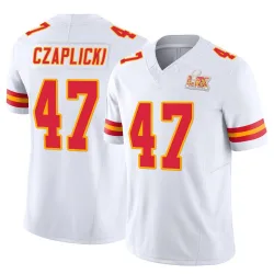 Men's Eddie Czaplicki Kansas City Chiefs No.47 Limited Vapor F.U.S.E. Super Bowl LIX Jersey - White