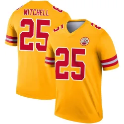 Men's Elijah Mitchell Kansas City Chiefs No.25 Legend Inverted Jersey - Gold