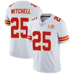 Men's Elijah Mitchell Kansas City Chiefs No.25 Limited Vapor Untouchable Super Bowl LIX Jersey - White