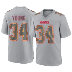 Men's Elijah Young Kansas City Chiefs No.34 Game Atmosphere Fashion Jersey - Gray
