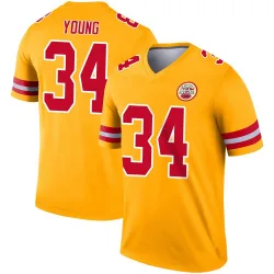Men's Elijah Young Kansas City Chiefs No.34 Legend Inverted Jersey - Gold
