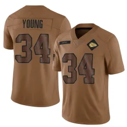 Men's Elijah Young Kansas City Chiefs No.34 Limited 2023 Salute To Service Jersey - Brown