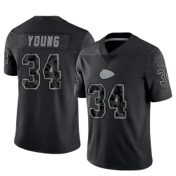 Men's Elijah Young Kansas City Chiefs No.34 Limited Reflective Jersey - Black