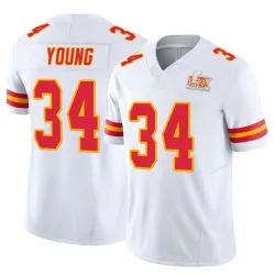 Men's Elijah Young Kansas City Chiefs No.34 Limited Vapor F.U.S.E. Super Bowl LIX Jersey - White