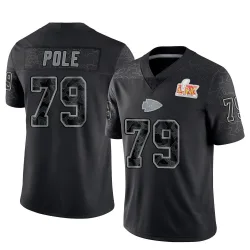 Men's Esa Pole Kansas City Chiefs No.79 Limited Reflective Super Bowl LIX Jersey - Black
