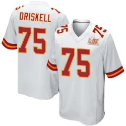 Men's Ethan Driskell Kansas City Chiefs No.75 Game Super Bowl LIX Jersey - White