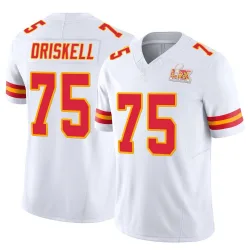 Men's Ethan Driskell Kansas City Chiefs No.75 Limited Vapor F.U.S.E. Super Bowl LIX Jersey - White